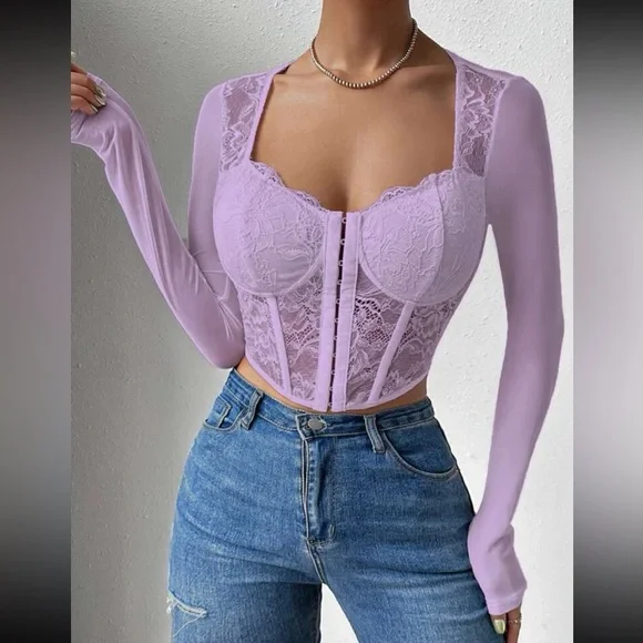 Boho lace bustier corset crop top